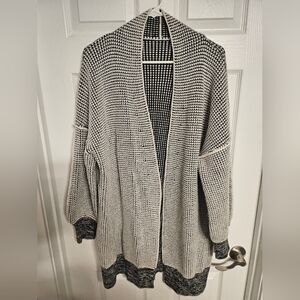 Chic Black and White Open-Front Cardigan
